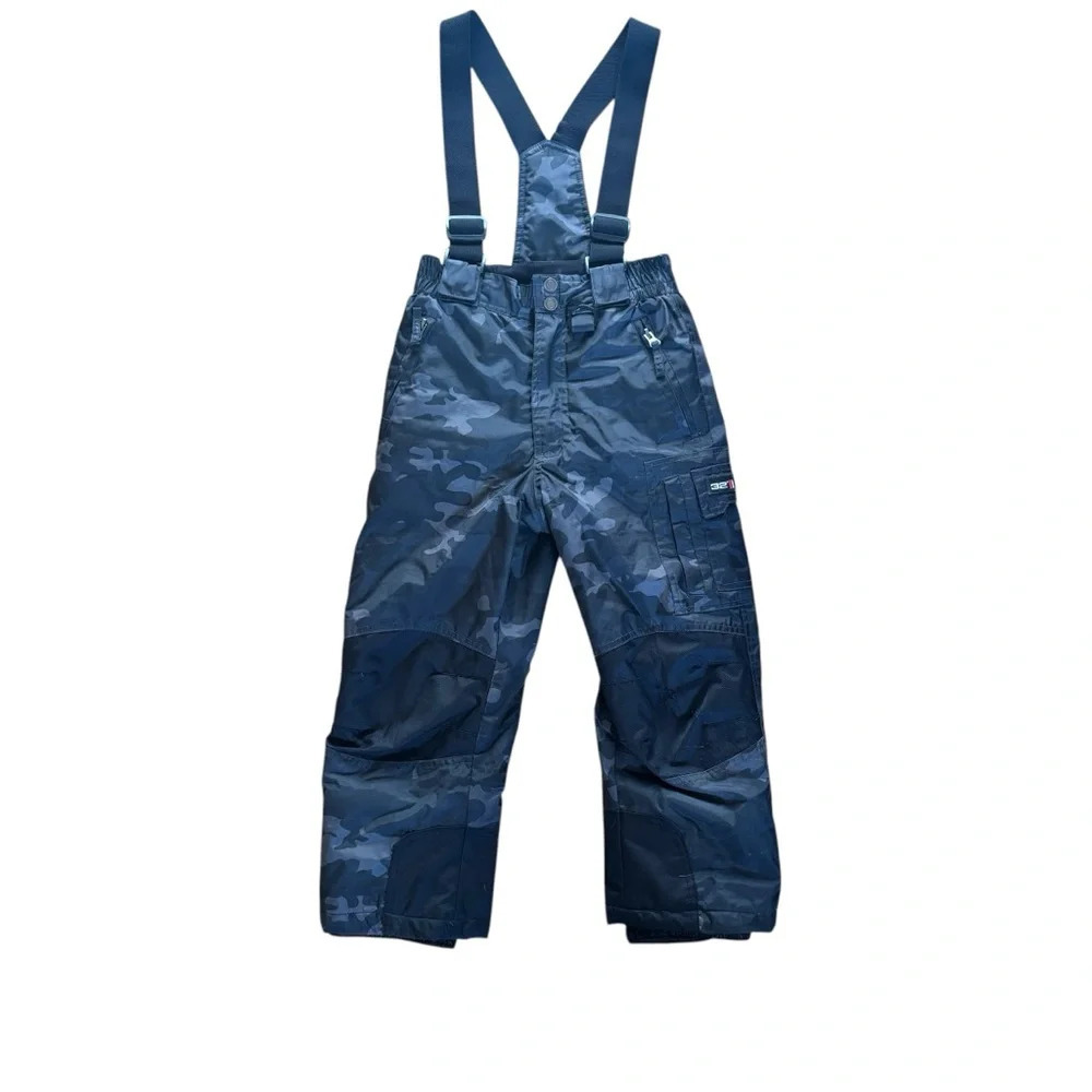 Weatherproof 32 degrees Kids Blue Camo Snow Bib Size XS (5/6)